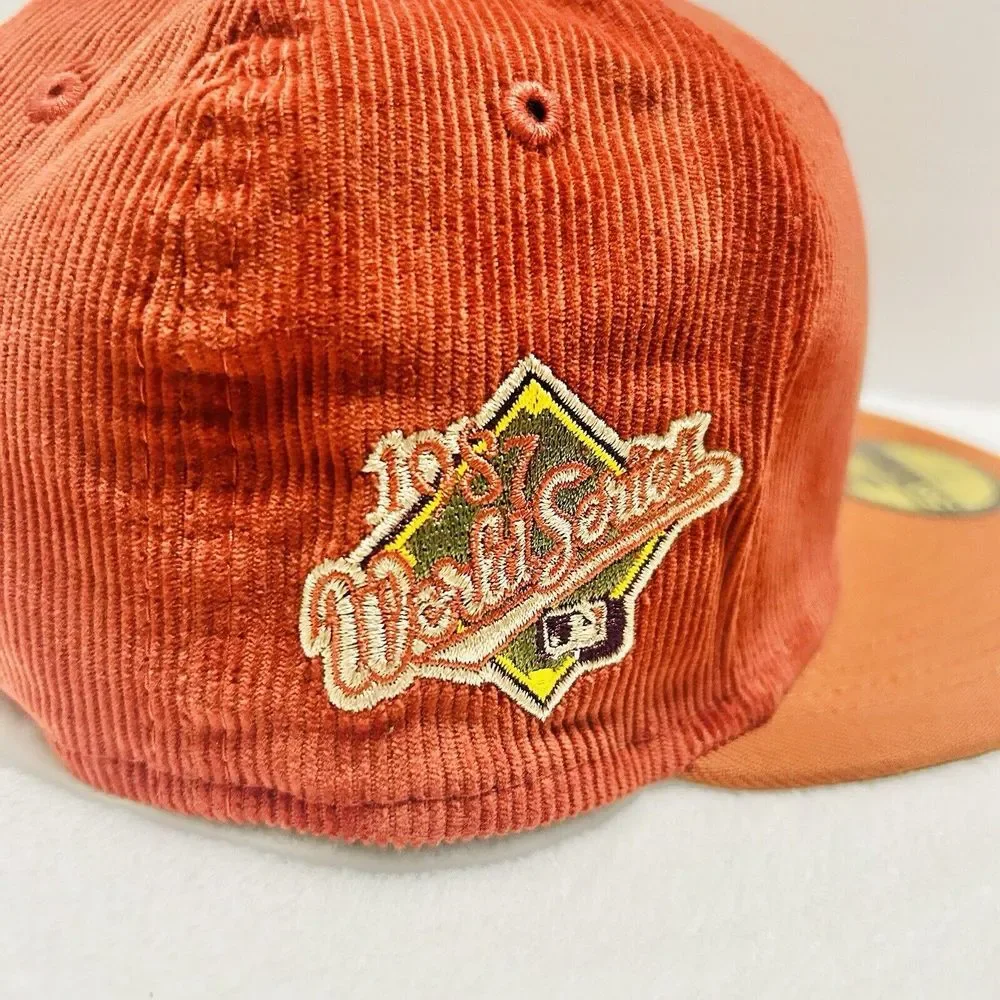 New Era Minnesota Twins Corduroy Dream Patch 59FIFTY Fitted Hat Cap Orange 7 1/8